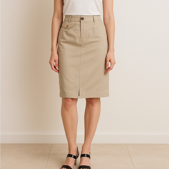 Burberry’s Vintage Khaki Knee Length Pencil Skirt‎ - Picture 1 of 7